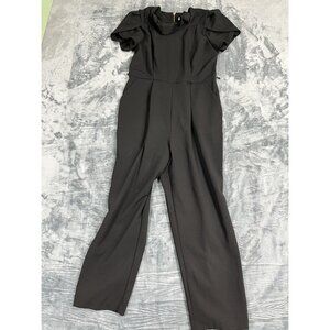 Calvin Klein Womens Black Puff Sleeve Jumpsuit Size 10  NO BELT
